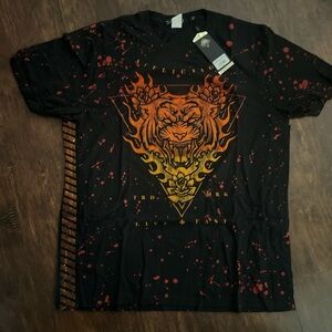 Affliction Black and Orange Tiger Graphic Tee